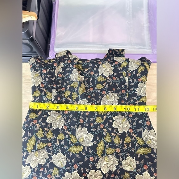 Zara Vintage Floral Print Sleeveless Mini Dress in Black & Green Sz XS - Picture 9 of 10